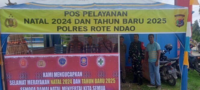 
					Sinergitas TNI – Polri Laksanakan Pos PAM Natal 2024 dan Tahun Baru 2025 di Kabupaten Rote Ndao.