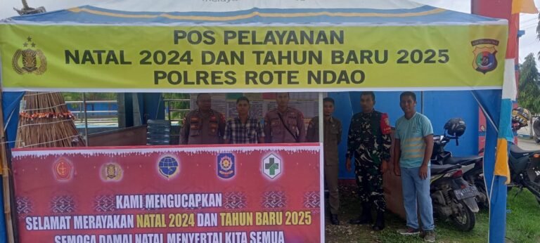 Sinergitas TNI – Polri Laksanakan Pos PAM Natal 2024 dan Tahun Baru 2025 di Kabupaten Rote Ndao.