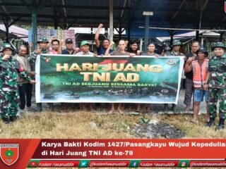Karya Bakti Kodim 1427/Pasangkayu Wujud Kepedulian di Hari Juang TNI AD ke-79