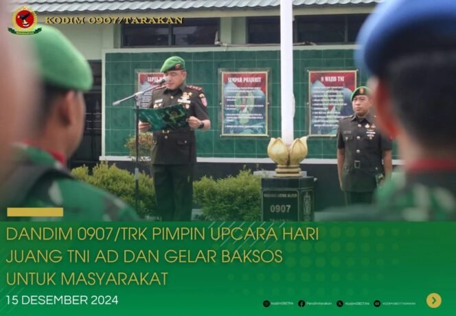 
					Dandim 0907/Trk Pimpin Upcara Hari Juang TNI AD Dan Gelar Baksos Untuk Masyarakat.