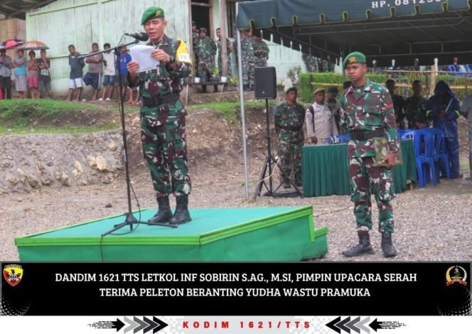
					Dandim 1621 TTS Letkol Inf Sobirin S.Ag., M.Si, Pimpin Upacara Serah Terima Peleton Beranting Yudha Wastu Pramuka