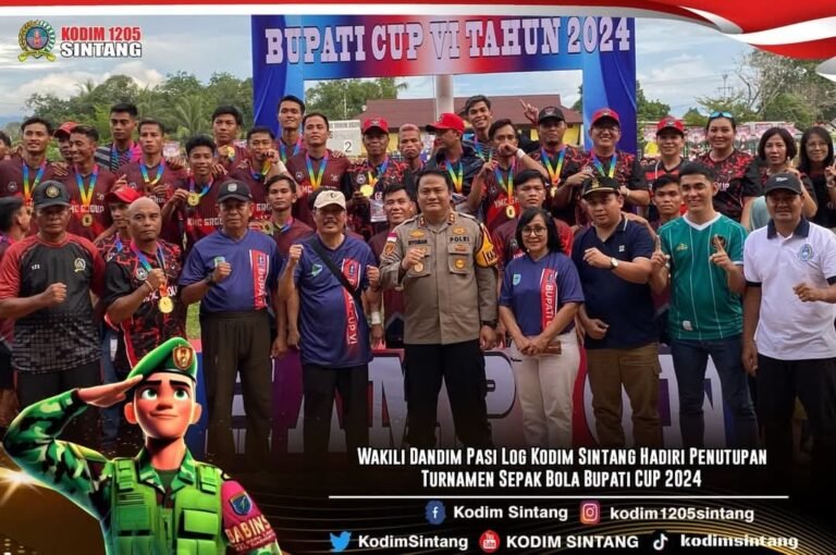 Wakili Dandim Pasi Log Kodim Sintang Hadiri Penutupan Turnamen Sepak Bola Bupati CUP 2024