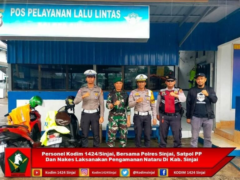 Personel Kodim 1424/Sinjai, Bersama Polres Sinjai, Satpol PP Dan Nakes Laksanakan Pengamanan Nataru Di Kab. Sinjai