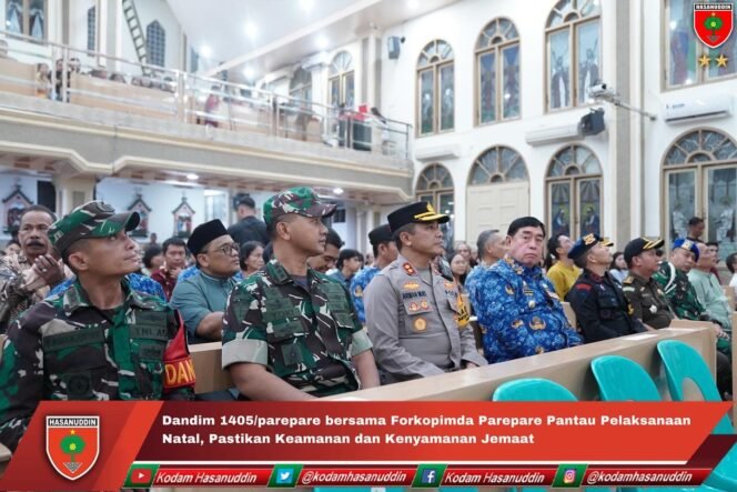 
					Dandim 1405/parepare bersama Forkopimda Parepare Pantau Pelaksanaan Natal, Pastikan Keamanan dan Kenyamanan Jemaat