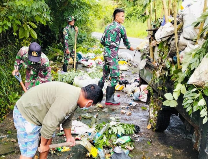 Bersama Polres Minsel Dan Camat Amurang Barat, Personil Koramil 14/Amurang Gelar Kegiatan Karya Bakti