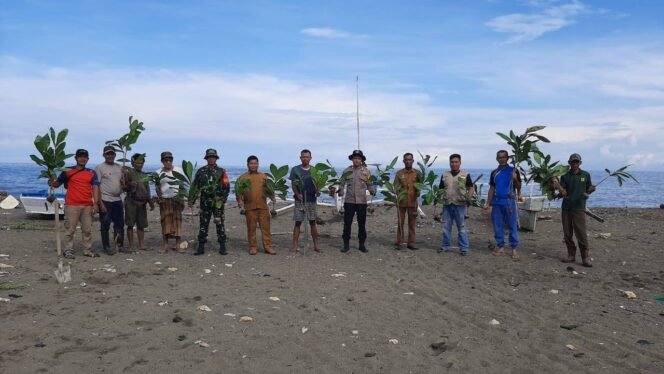 
					Cegah Abrasi, Kodim 1427/Pasangkayu Bersama Aparat Desa dan Warga Tanam Pohon Ketapang di Pantai Randomayang