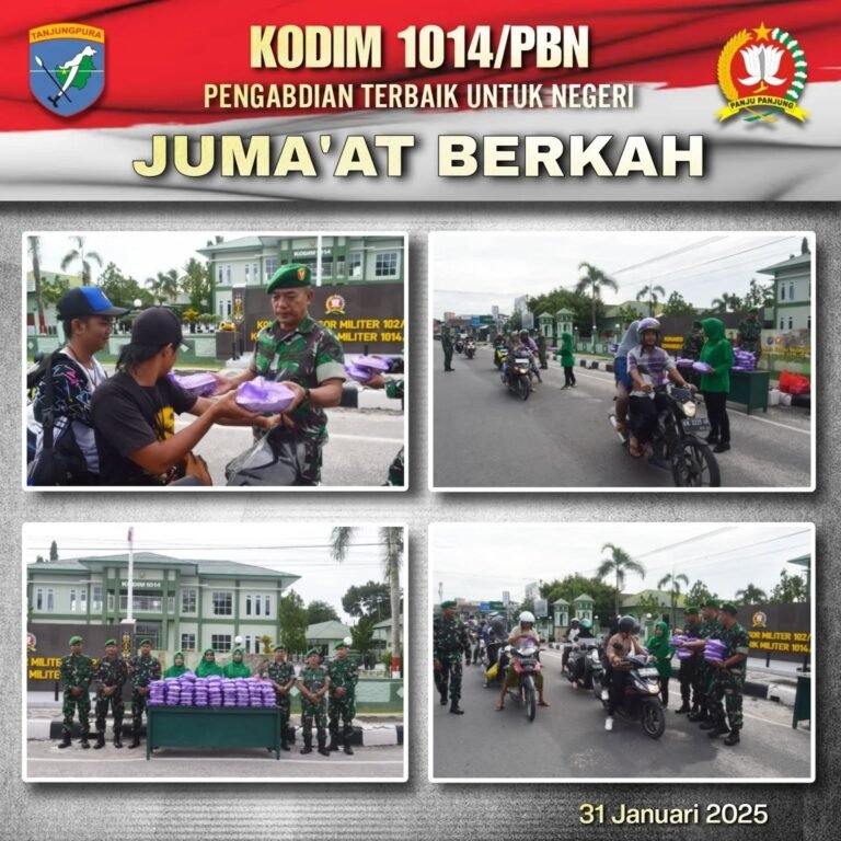 Kodim 1014/Pbn Gelar Jumat Berkah, Bagikan Nasi Kotak untuk Pengguna Jalan