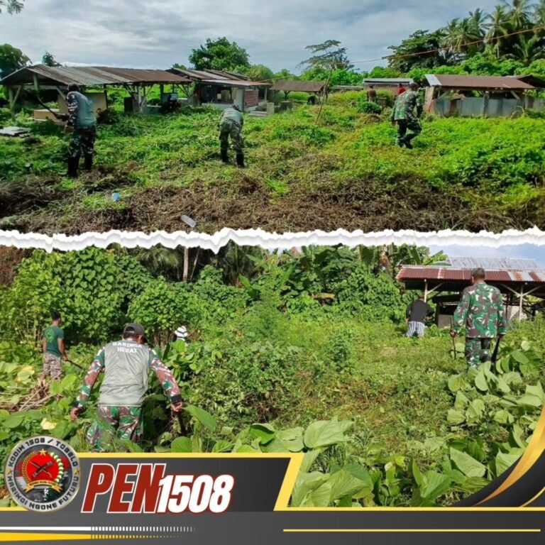 Koramil 1508-04/Malifut Gelar Karya Bakti Jum’at Bersih Di Makam Umum Desa Balisosang