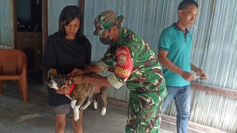 Babinsa Koramil Camplong Melaksanakan Vaksinasi Cegah Rabies