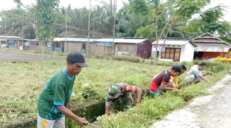 Cegah Banjir dan DBD, Babinsa Kodim 1427/Pasangkayu Bersama Pemdes Motu Gelar Kerja Bakti Bersihkan Selokan