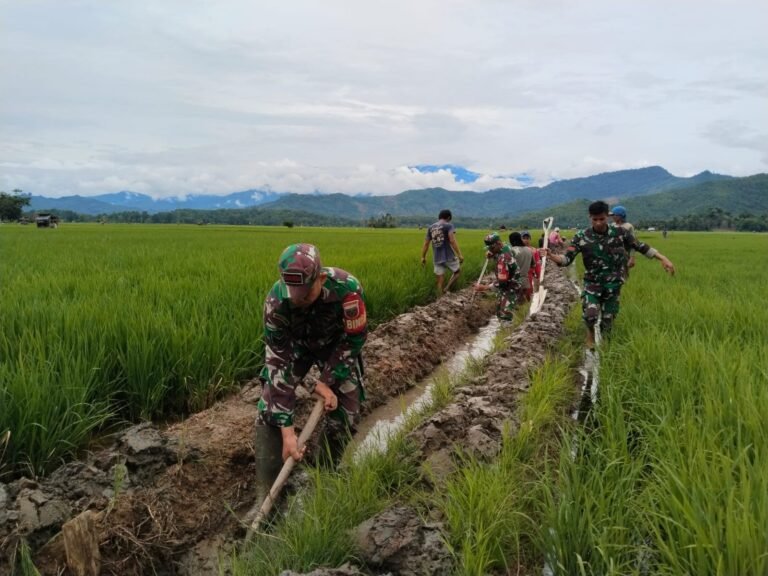 Koramil 02/Suli Gelar Karya Bakti Bersihkan Saluran Irigasi di Kelurahan Suli