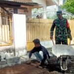 Babinsa Biringere Koramil 01/Sinjai Utara Kodim 1424/Sinjai Bersama Warga Gotong Royong Pemasangan Paving Block