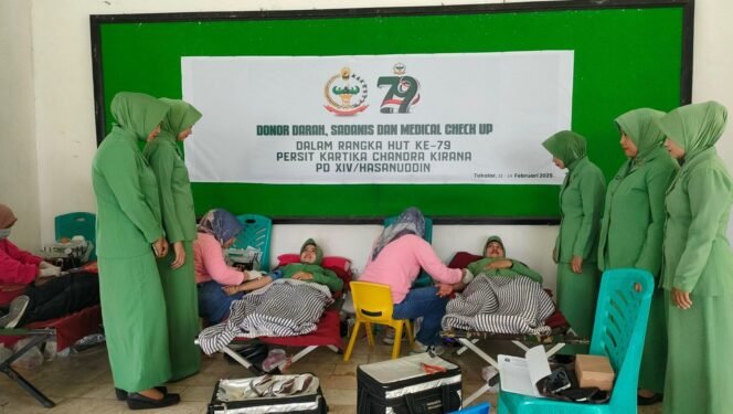 
					Sambut HUT Persit Ke-79, Kodim Takalar Gelar Donor Darah, Sadanis Dan Medical Check Up