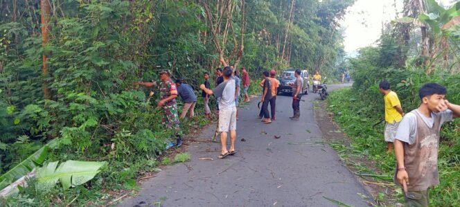 
Jaga Kebersihan, Babinsa Peninjoan Laksanakan Gotong Royong Pembersihan di Sepanjang Jalan Raya.