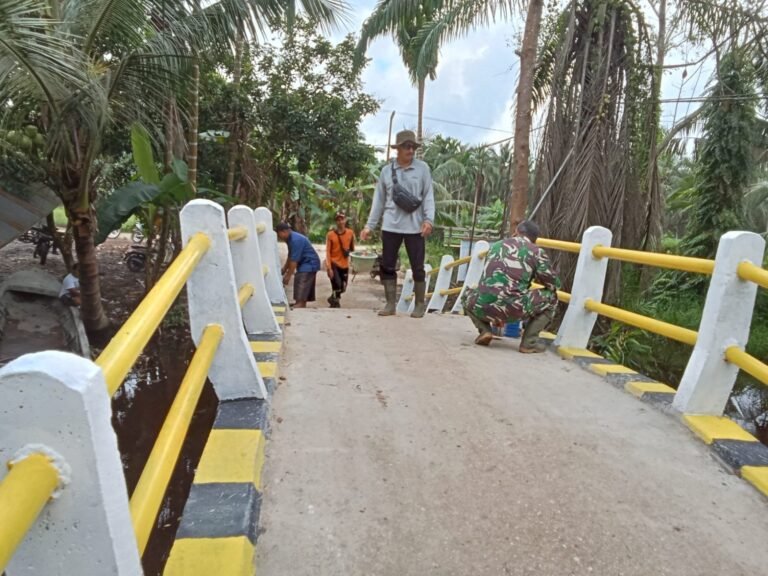 TMMD ke-123, Personel Kodim 0314/Inhil Laksanakan Pengecatan Jembatan