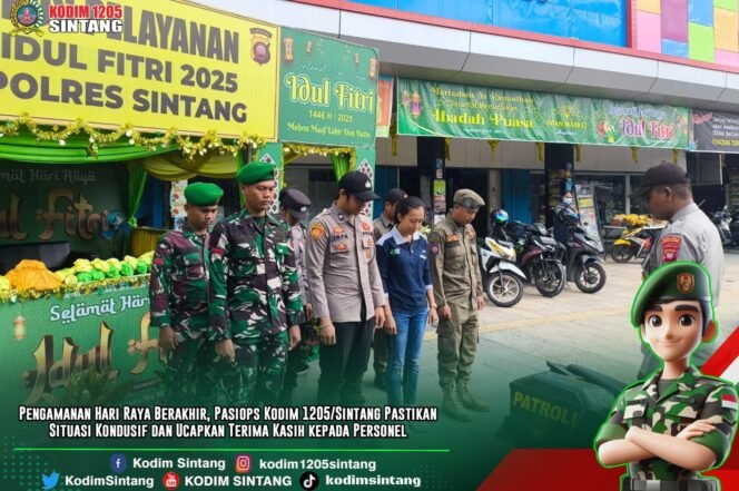 
					Pengamanan Hari Raya Berakhir, Pasiops Kodim 1205/Sintang Pastikan Situasi Kondusif dan Ucapkan Terima Kasih kepada Personel