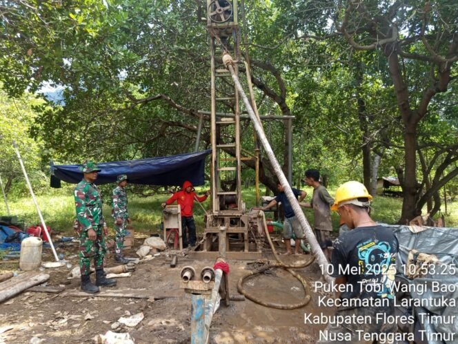 
					TMMD Ke-124 Kodim 1624/Flotim Bangun Dua Sumur Bor di Sarotari dan Puken Tobi Wangibao