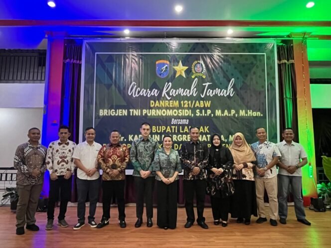 
					SIAP BERSINERGI DENGAN PEMERINTAH DAERAH, KATA DANREM 121/ABW BRIGJEN TNI PURNOMOSIDI, S.I.P., M.A.P., M.HAN., SAAT RAMAH TAMAH BERSAMA FORKOPIMDA KABUPATEN LANDAK