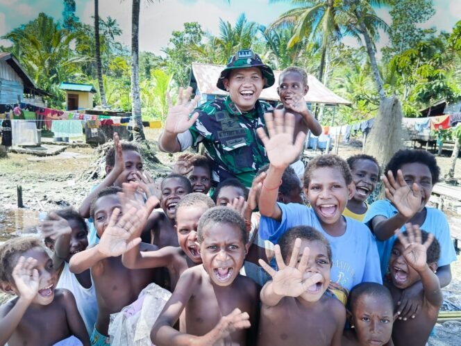 
					Dansatgas TMMD Kodim 1710/Mimika Hadirkan Keceriaan bagi Anak-anak Kampung Pigapu