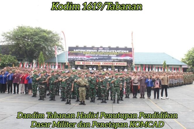 
					Dandim Tabanan Hadiri Penutupan Pendidikan Dasar Militer dan Penetapan KOMCAD