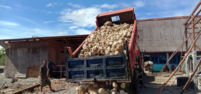 
					Material Batu Mulai Dikirim ke Lokasi Pembangunan Gereja Talitakum, Sasaran Fisik TMMD ke-125 Kodim 1705/Nabire