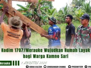 Kodim 1707/Merauke Wujudkan Rumah Layak bagi Warga Kamno Sari