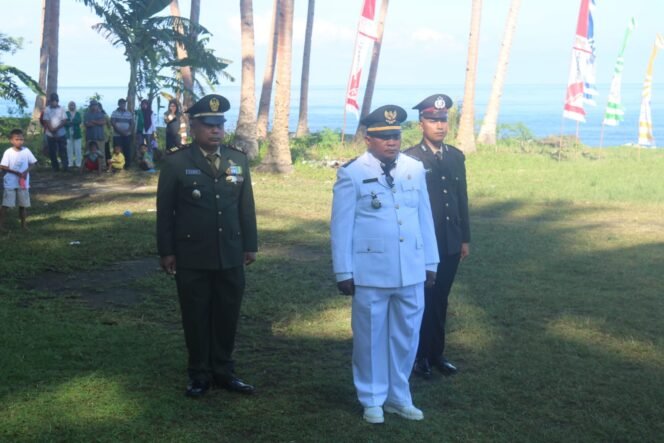 
					HUT RI ke-80 di Halmahera Selatan: Satgas TMMD Berpartisipasi dalam Upacara Bendera