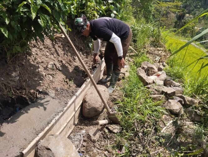 
					Satgas TMMD 126 Kodim 1612/Manggarai Fokus Genjot Pengecoran Tanggul Irigasi di Desa Beamese