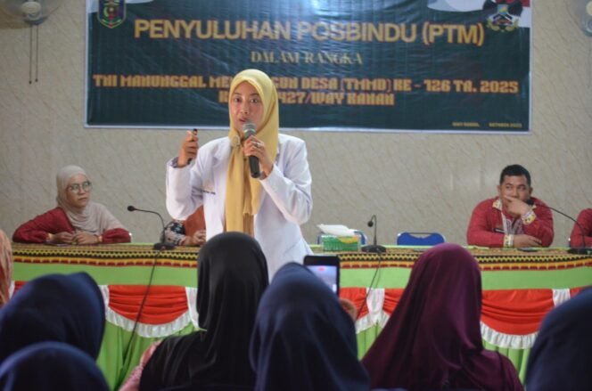 
					TMMD ke-126 Kodim 0427/Way Kanan Edukasi Ibu Hamil Cegah Stunting Lewat Penyuluhan Posbindu