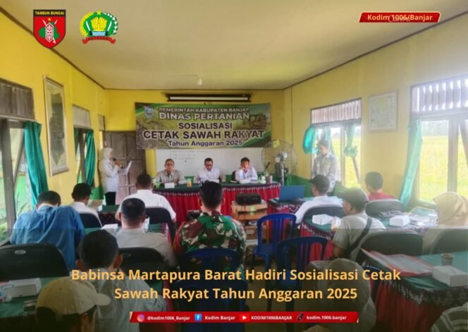
					Babinsa Martapura Barat Serka Cecep S Hadiri Sosialisasi Cetak Sawah Rakyat Tahun Anggaran 2025