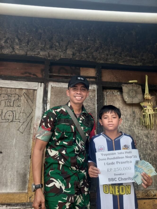 
					Babinsa Klumpu Salurkan Dana Pendidikan Bagi Dua Anak Asuh Yayasan Satu Hati Bali