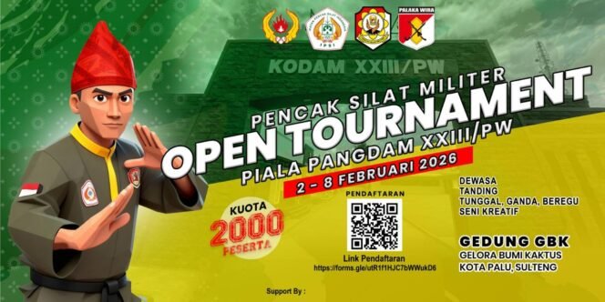 
Pangdam XXIII/Palaka Wira Siap Gelar Kejurnas Pencak Silat dan Karate di Palu