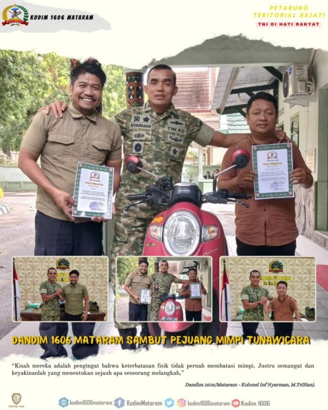 
					Dandim 1606 Mataram Sambut Pejuang Mimpi Tunawicara