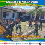 Babinsa Koramil 1417-03/Lambuya Bersama Warga Gelar Karya Bakti di Desa Langgomea