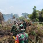 Prajurit Jajaran Korem 012/TU Bahu-Membahu Atasi Karhutla
