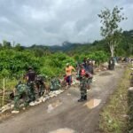 Pengerasan Jalan dan Pembangunan Talud Jadi Fokus Hari Pertama TMMD Ke-127 di Desa Oyom