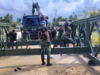 TNI Kebut Pembangunan Jembatan Bailey di Sawang, Hubungkan Desa Teupin Rusep dan Dusun Pante Kumbang