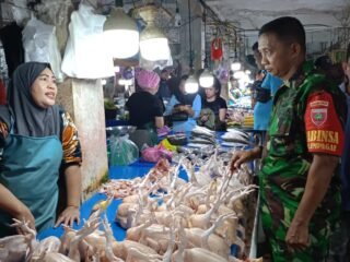 Jaga Stabilitas Pangan, Babinsa Koramil 1420-03/Maritengngae Pantau Harga Sembako di Pasar Sentral Pangkajene