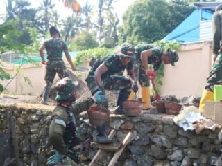 Lindungi Permukiman Warga, Satgas TMMD 127 Optimalkan Konstruksi Talud di Anggoeya