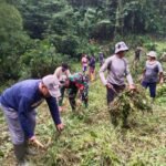 Perkuat Kemanunggalan TNI dan Rakyat, Babinsa Apuan Hadir di Karya Bakti Pembersihan Askses Desa