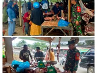 Babinsa Koramil 08 Arongan Lambalek Pantau Harga Daging Jelang Ramadhan