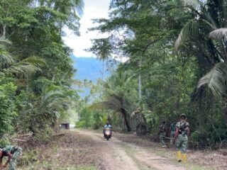 Satgas TMMD 127 Kodim 1804/Kaimana Laksanakan Finishing Pembukaan Jalan di Kampung Marsi