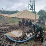 Satgas TMMD 127 Kodim 0430/Banyuasin Kebut Pekerjaan Sumur Bor Titik 3 di Belakang Kantor Desa Wonosari