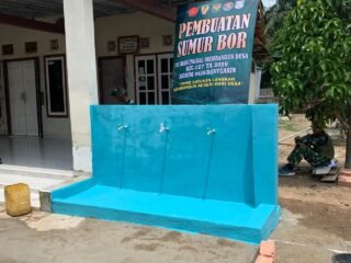 Satgas TMMD 127 Kodim 0430/Banyuasin Pasang Kran Sumur Bor untuk Kemudahan Warga Wonosari