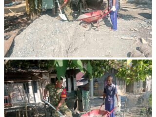 Semangat Pengabdian di Bulan Ramadhan, Babinsa Bantu Warga Bangun Rumah di Gampong Tamping