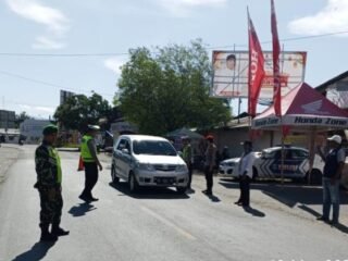 Koramil 05/Darul Makmur Kodim 0116/Nagan Raya Jajaran Korem 012/TU Amankan Posko Mudik Lebaran