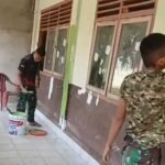 Pembersihan Dinding Pada Proses gram TMMD ke-128 Dilakukan Di Cat Ulang Agar Tampak Rapi dan Menarik